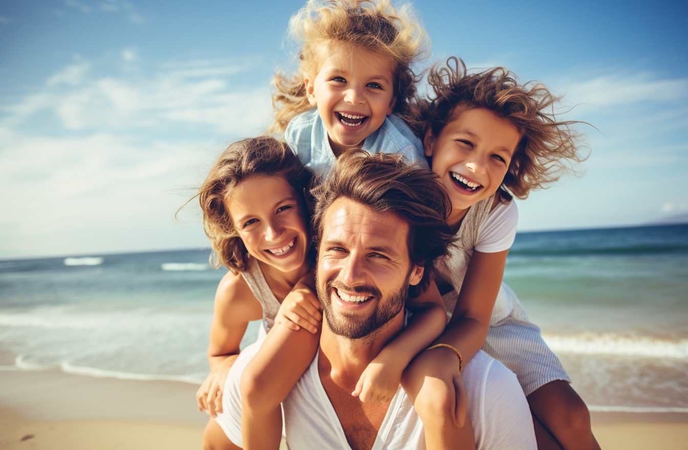 happy family beach fun vacation