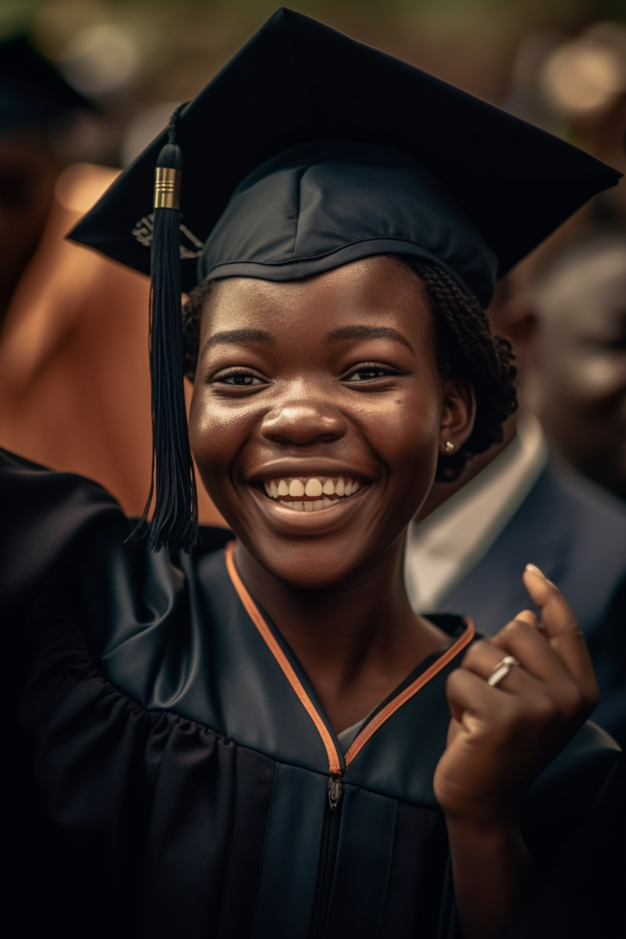 Smiling female graduate celebrating her success