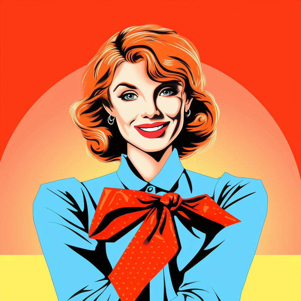 Happy girl holding HIV ribbon in pop art style