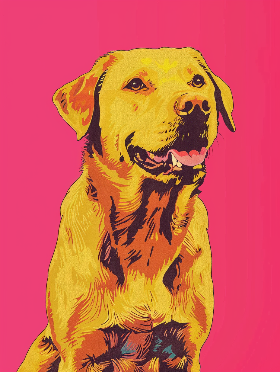 Happy Golden Labrador Minimalistic Drawing