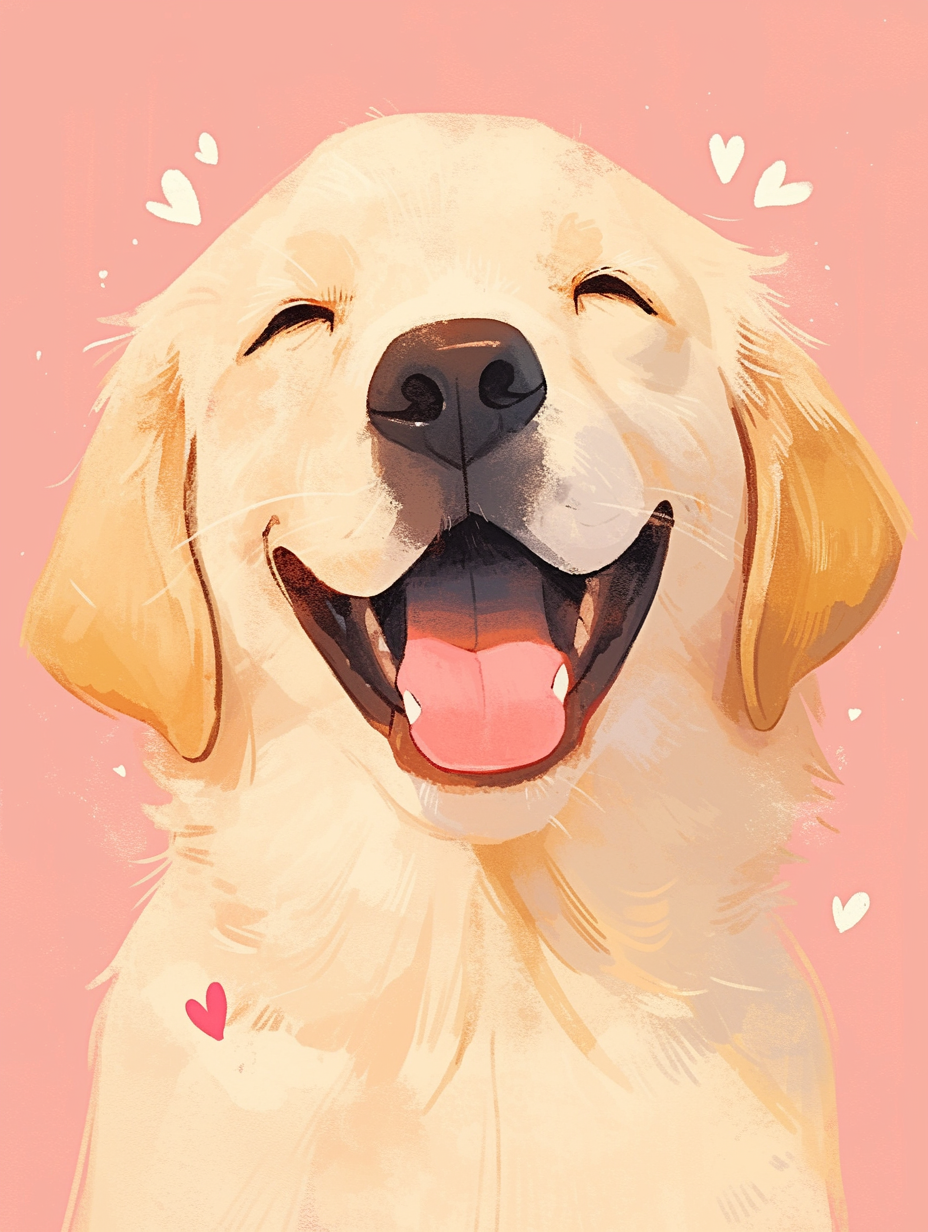 Happy Golden Labrador on Pink