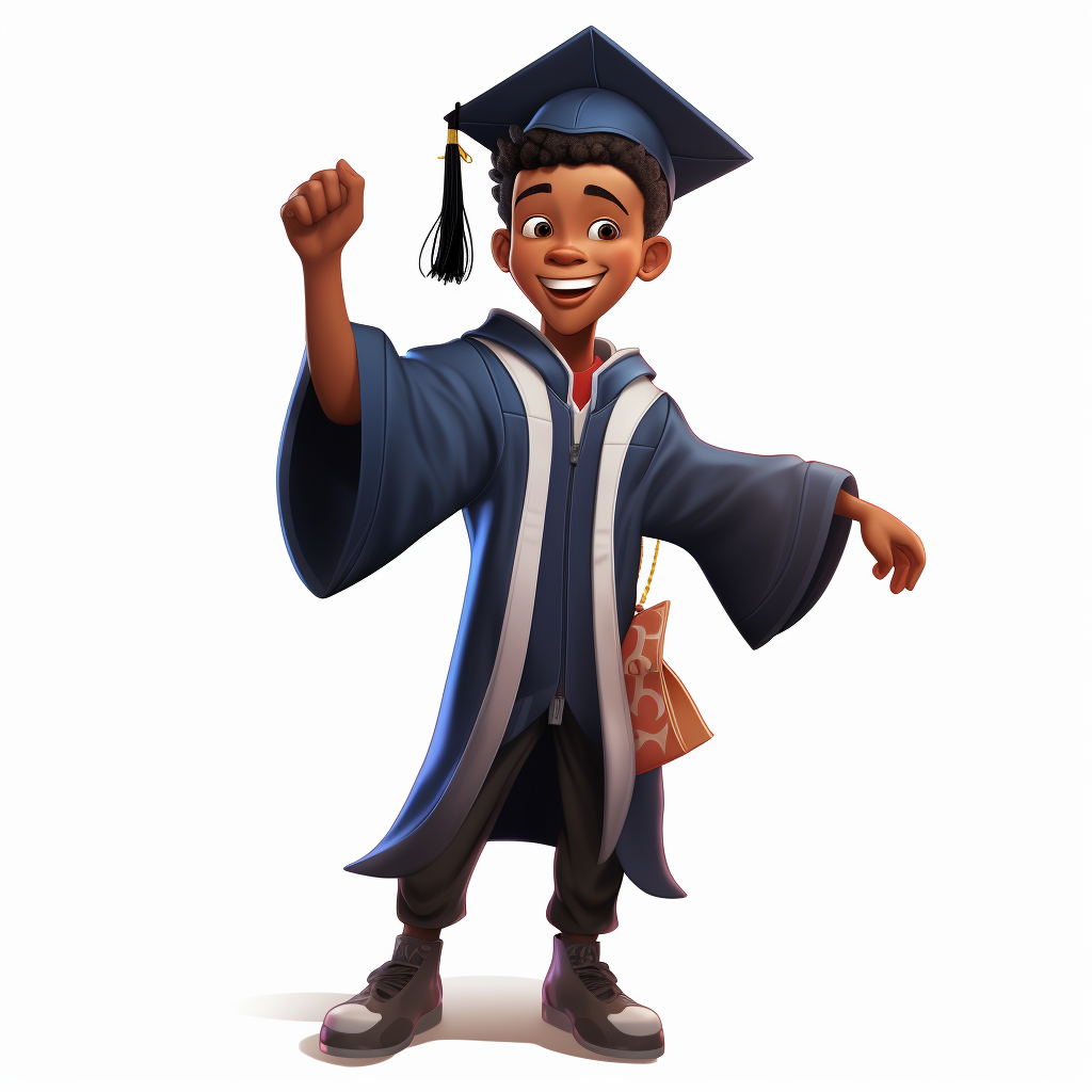 African American boy with graduation cap and diploma