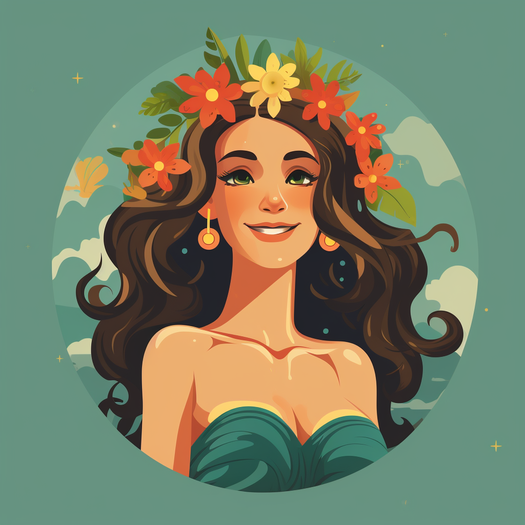 Happy Greek Goddess Cute Illustration