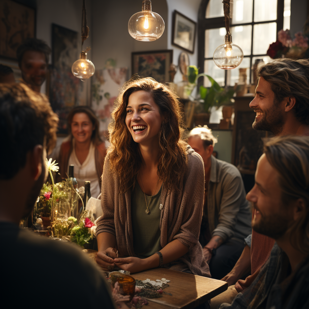 Group of People Discussing Happily