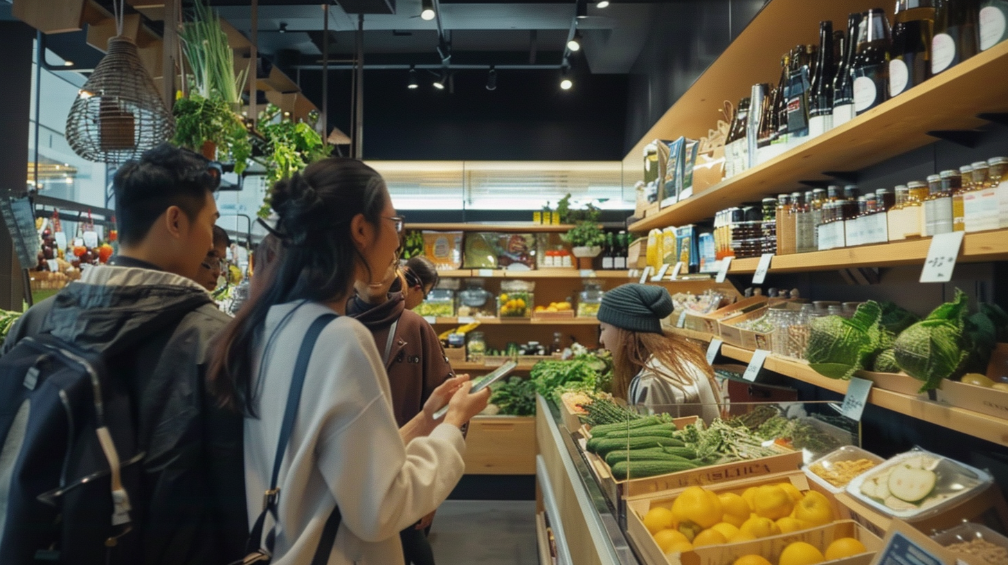 Group of People in Zen Grocery Market