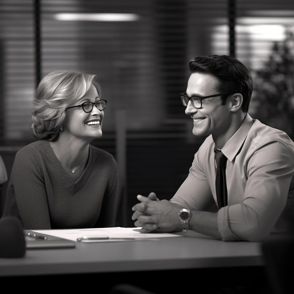 Happy man receiving professional advice at office