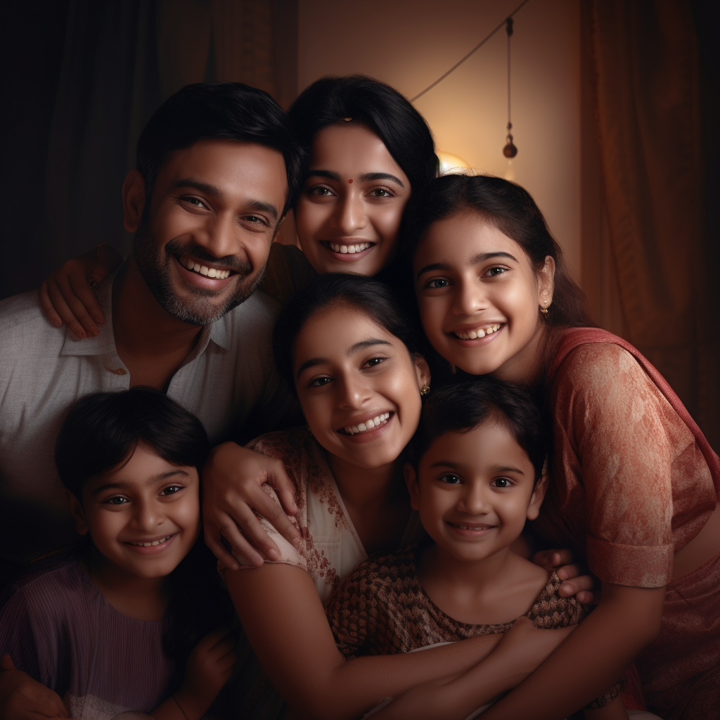 Happy Indian family with smiles