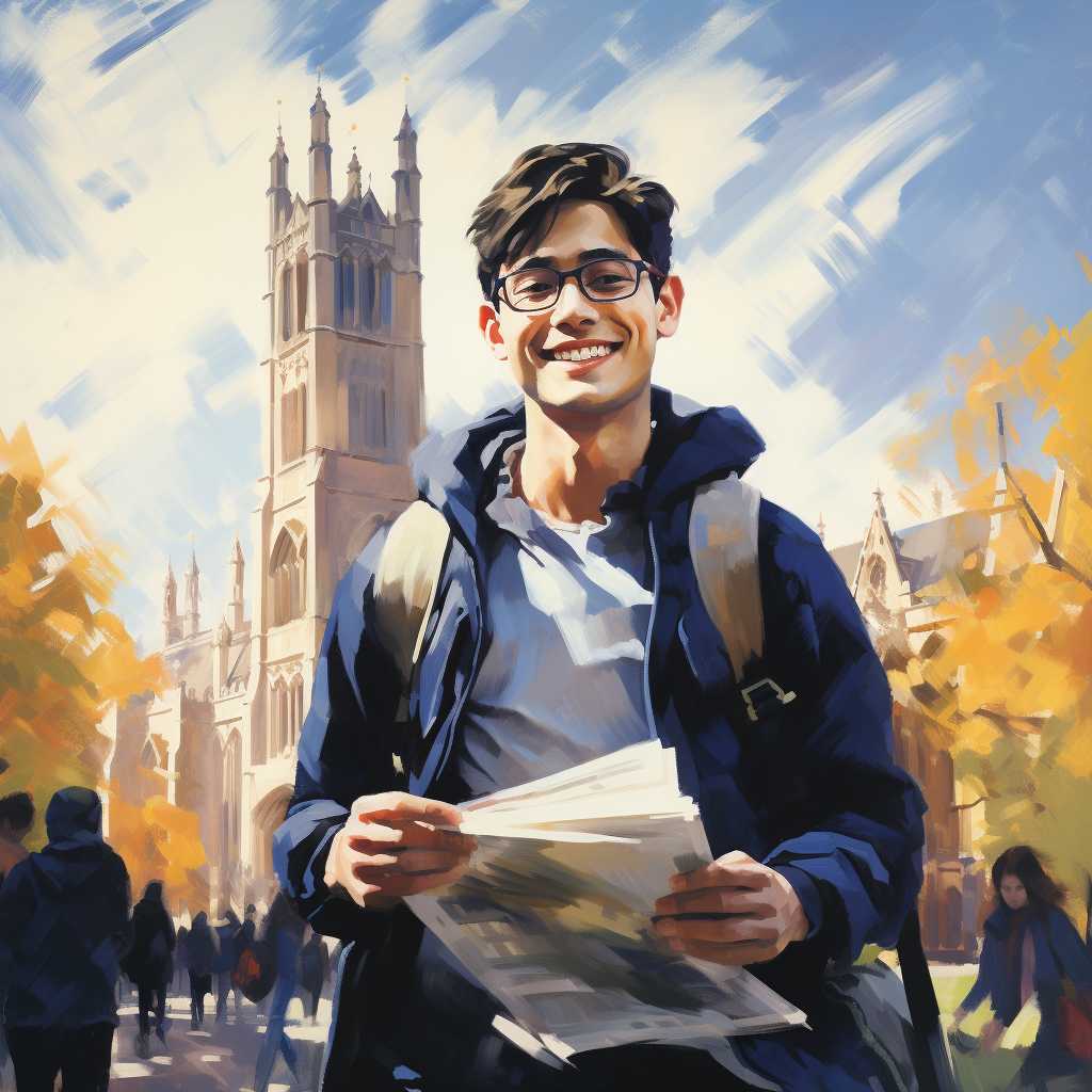 Smiling Indian Student Carrying Books and Backpack