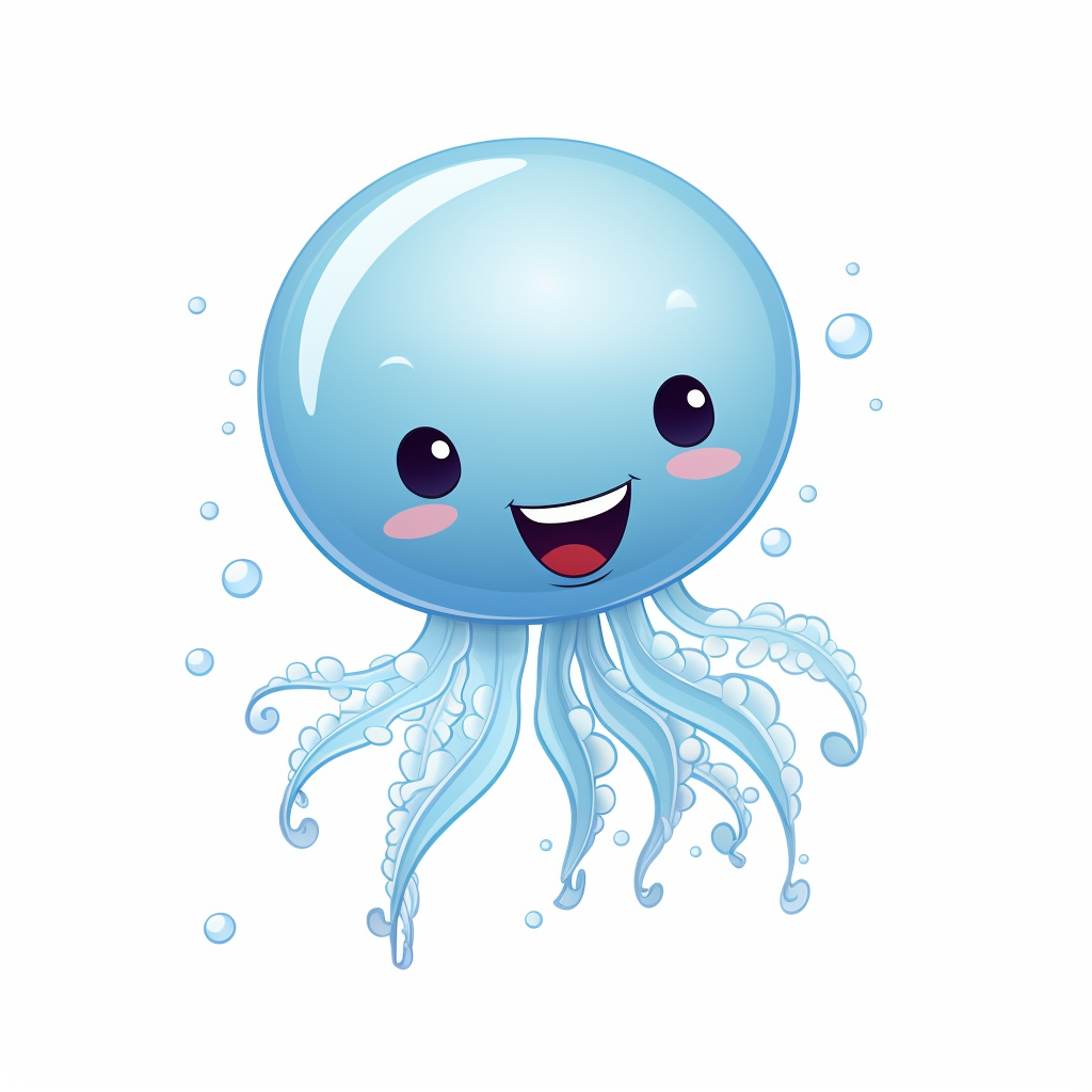 Cartoon jellyfish on white background