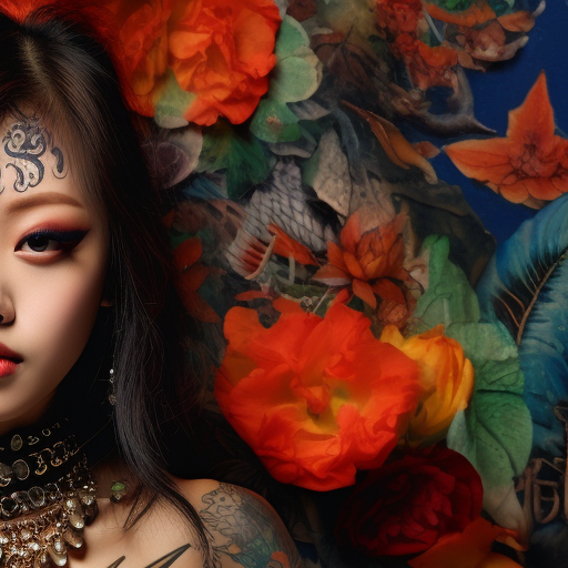 Alluring Korean Idol with Intricate Tattoos