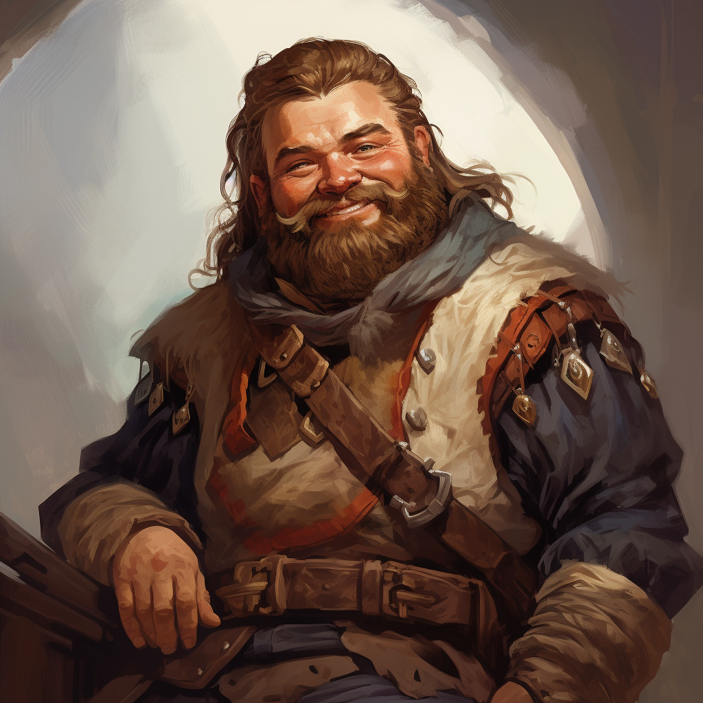 Happy male dwarf in Pathfinder 2E style