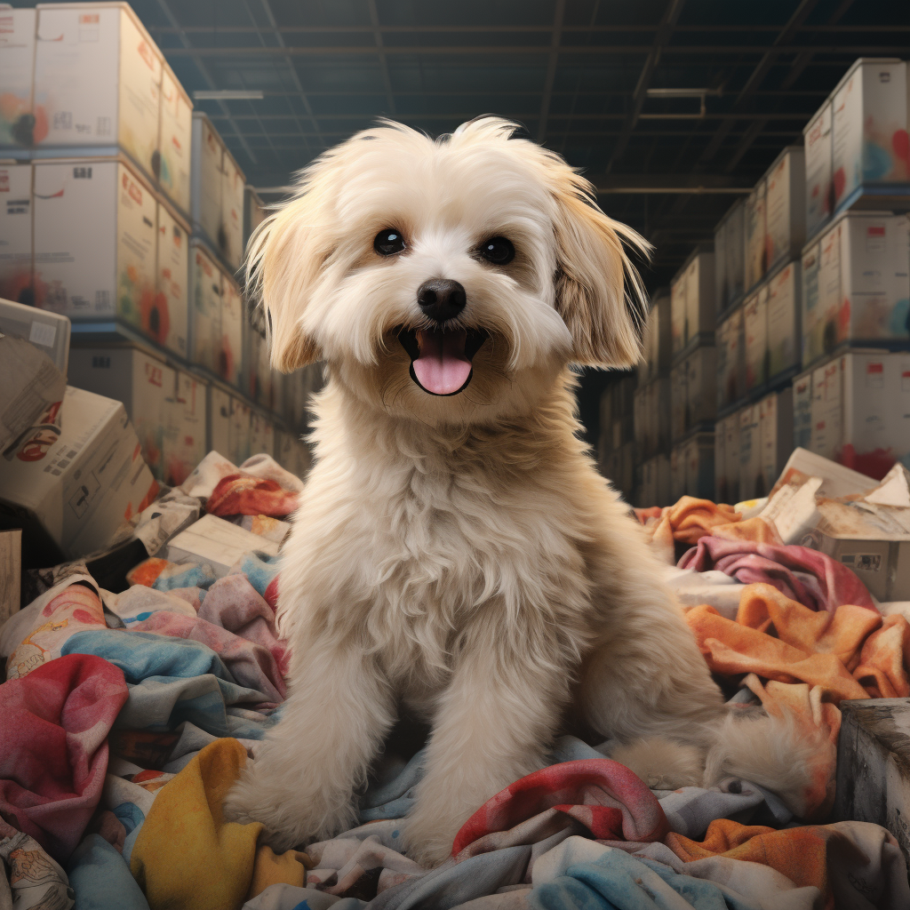 Adorable Maltipoo surrounded by socks