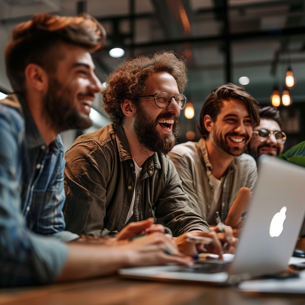 Group of Men Happy at Work