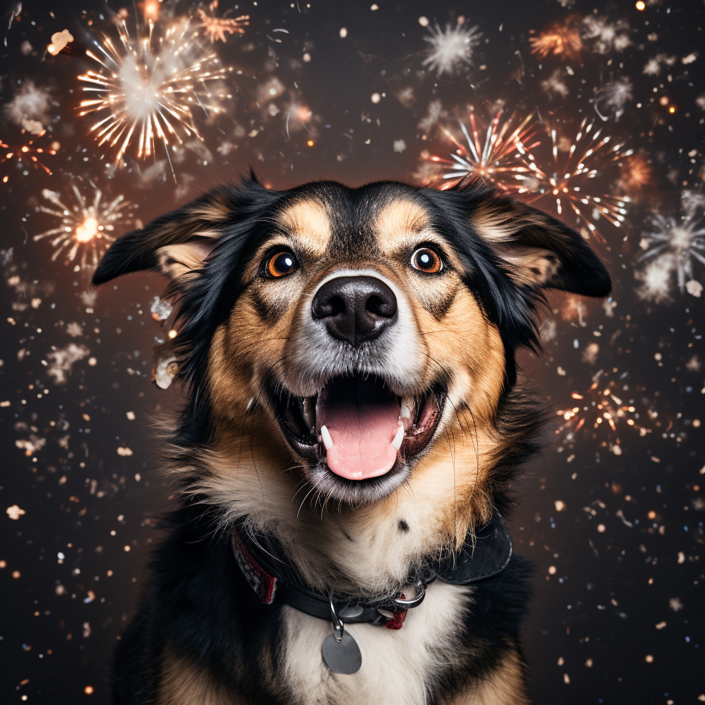 Cute dog celebrating the New Year