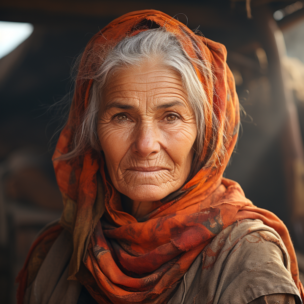 Happy elderly Turkish farmer in farm