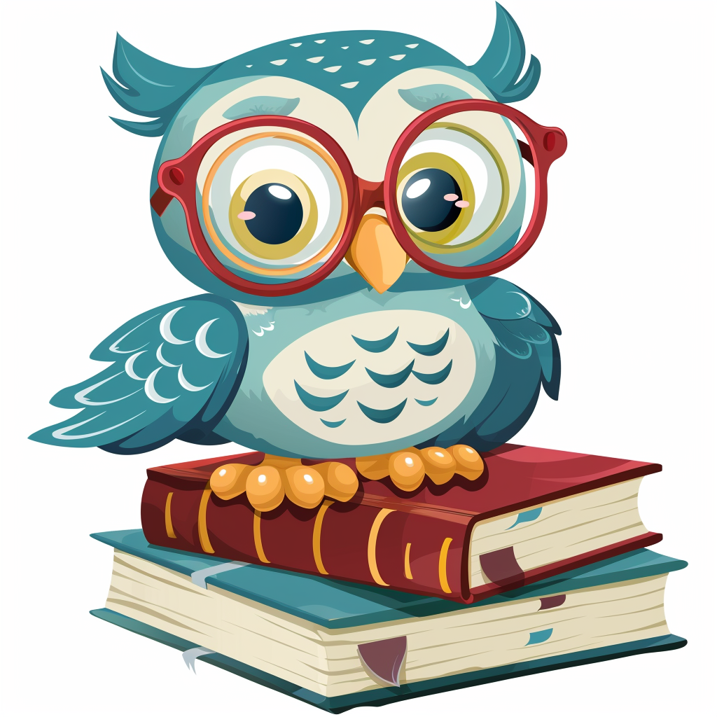 Cute owl with preschool books