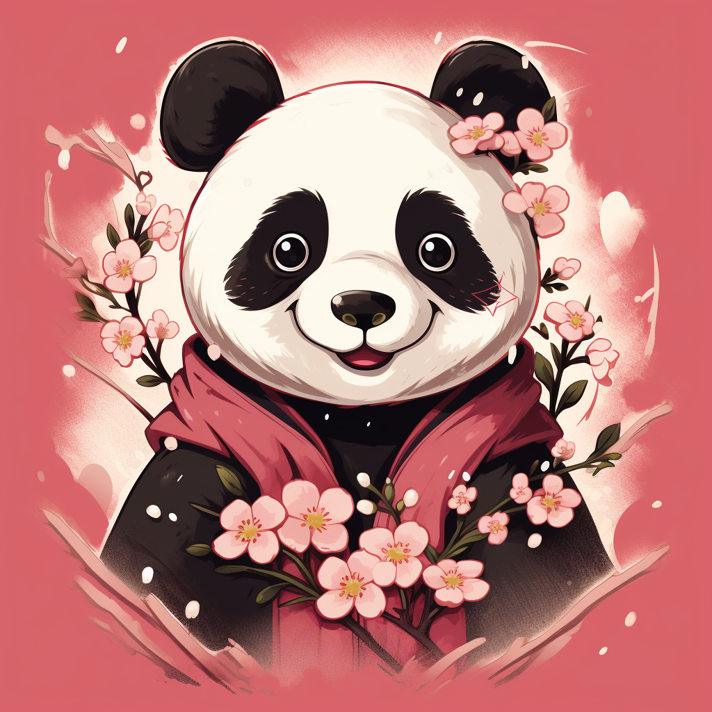 Happy panda in pleasant anime style