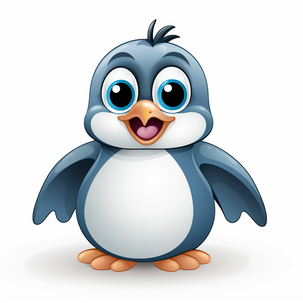 Cute happy penguin on white background