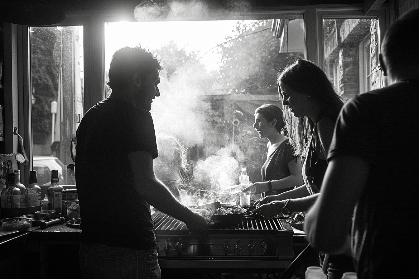 Happy People Sharing BBQ Patio