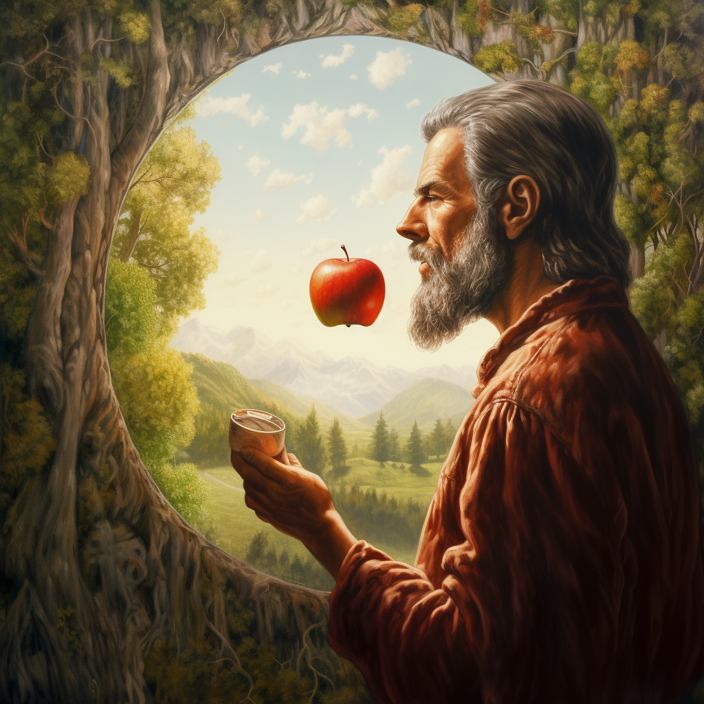 A happy person with an apple in a bright view