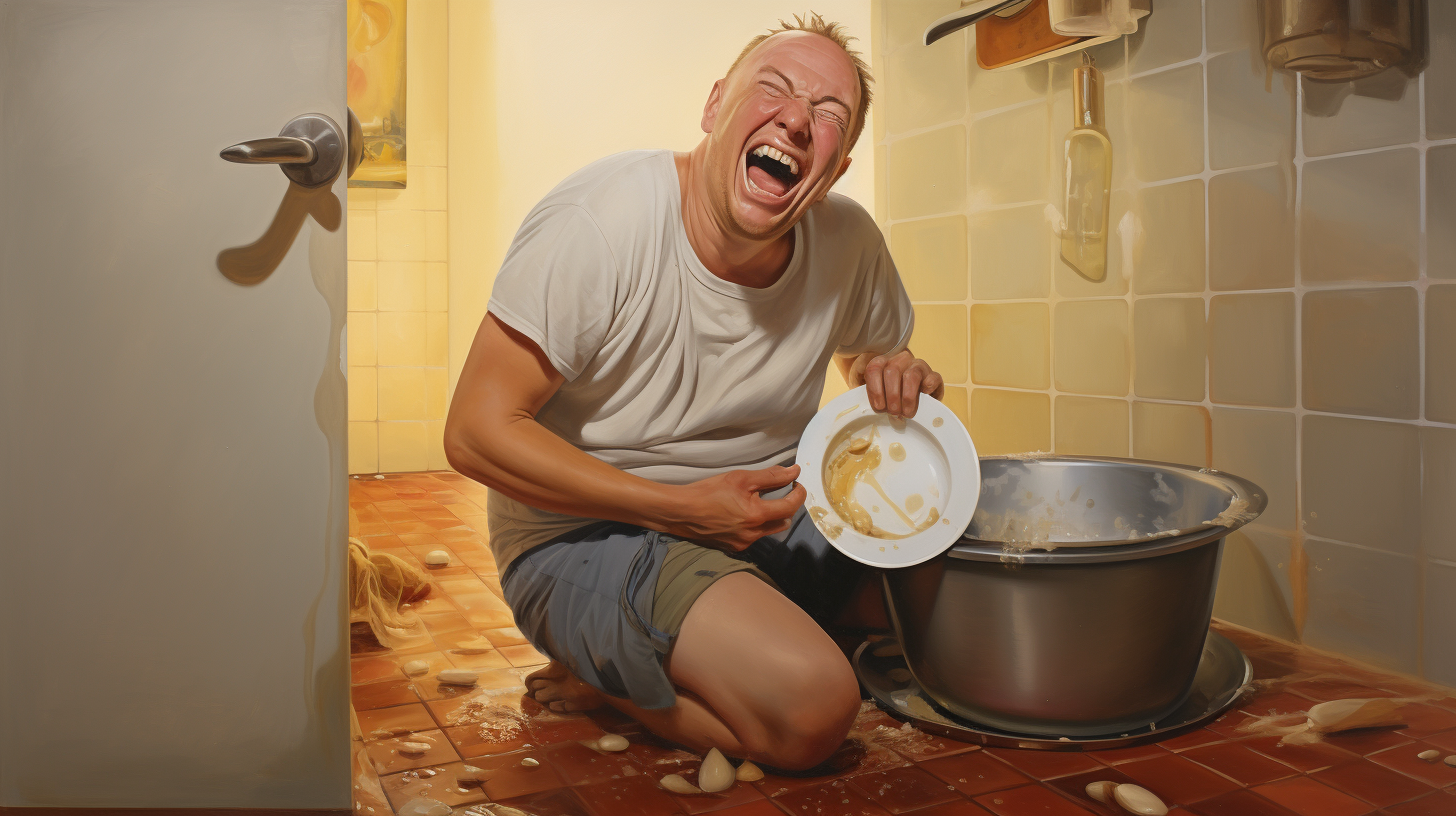 Smiling person eating out of bowl