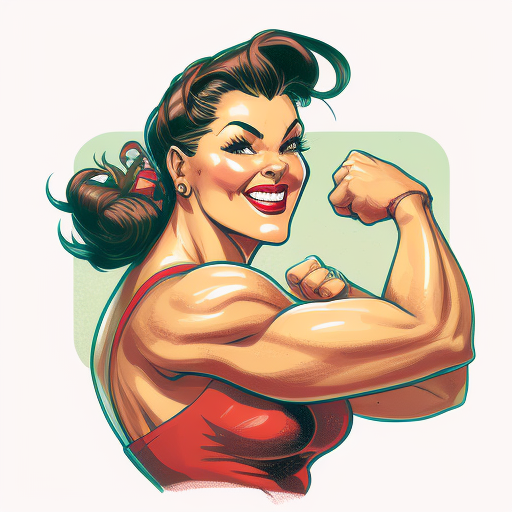 Beautiful Pin-Up Woman Flexing Bicep