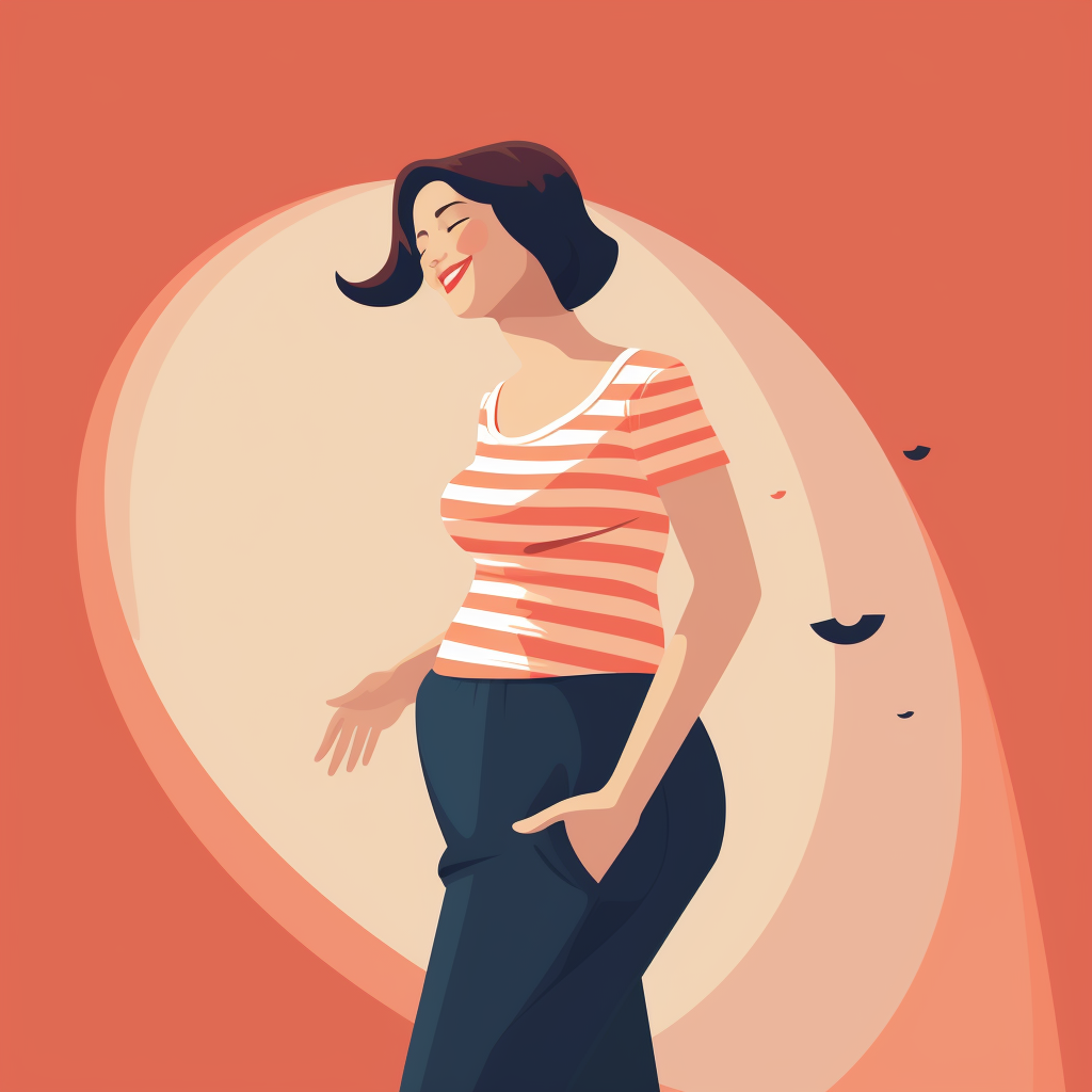 Happy pregnant woman in minimal illustration