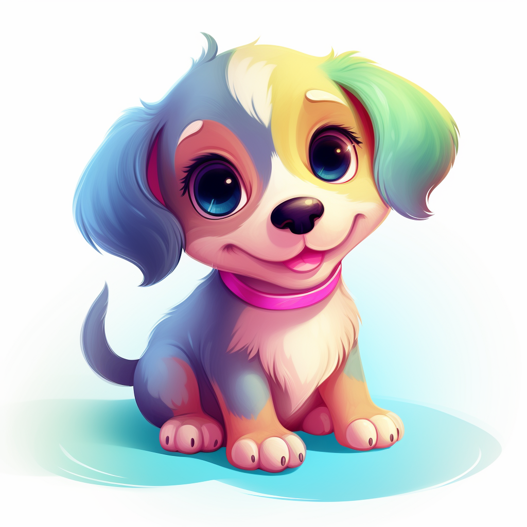 Illustrated cartoon of a happy puppy