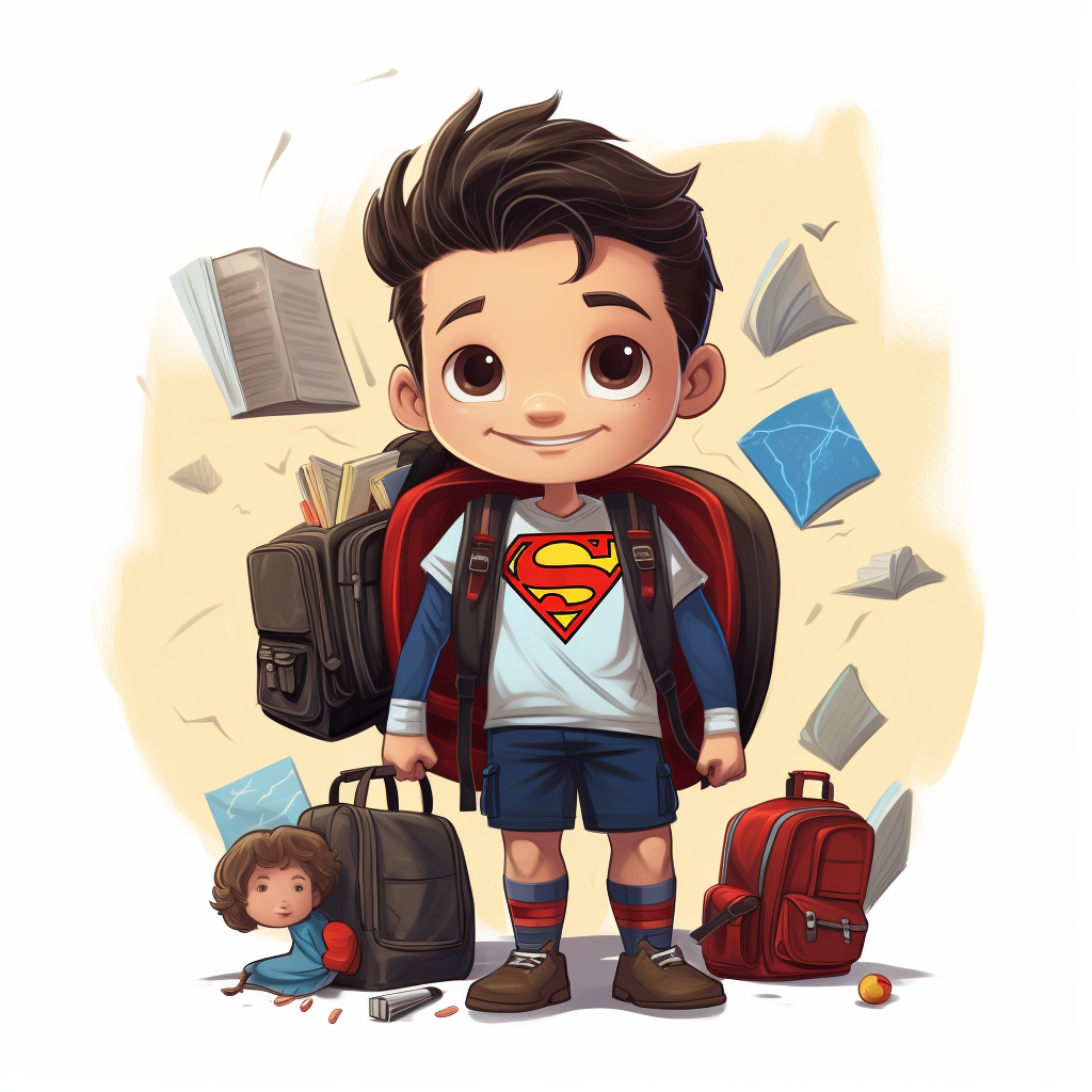 School Boy with Superman Outfit