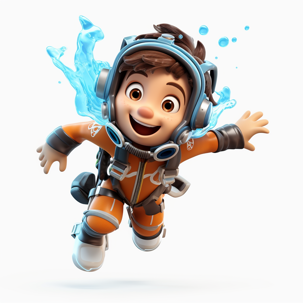 Cute smiling cartoon diver kid