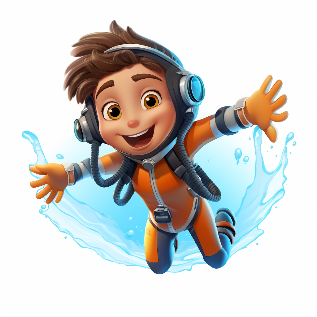 Happy scuba diver cartoon kid