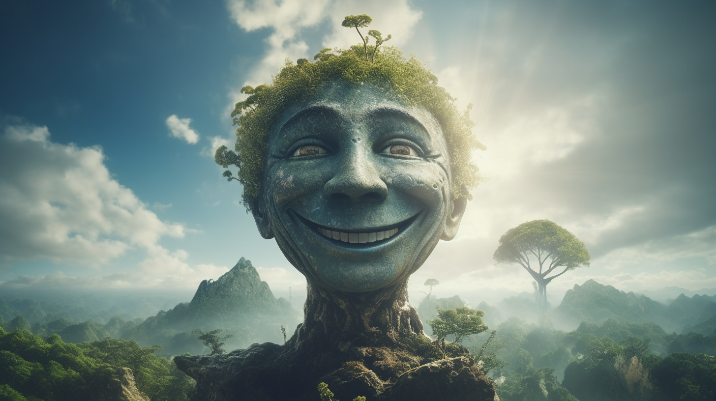 Happy smiling Earth with human-like features