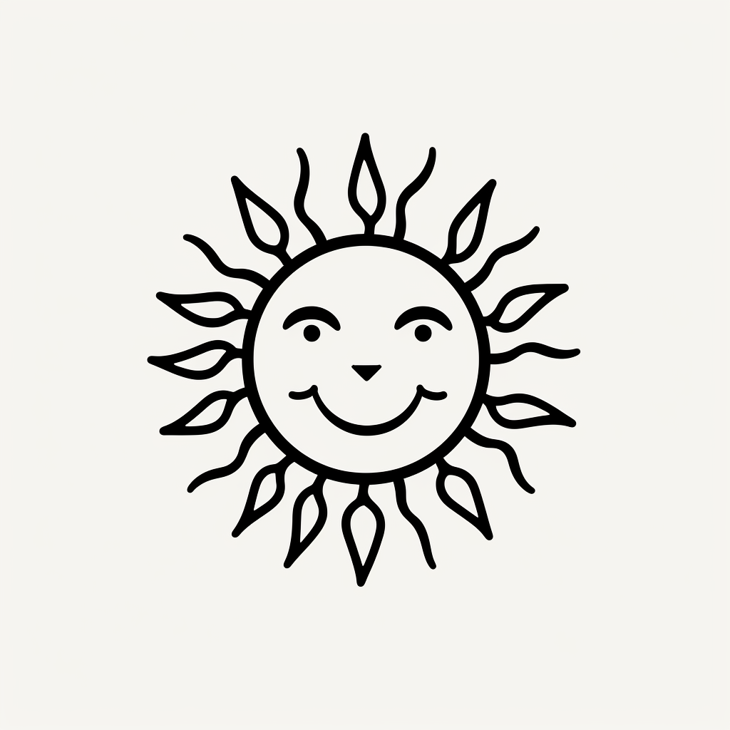 Happy Sun Logo Line Drawing