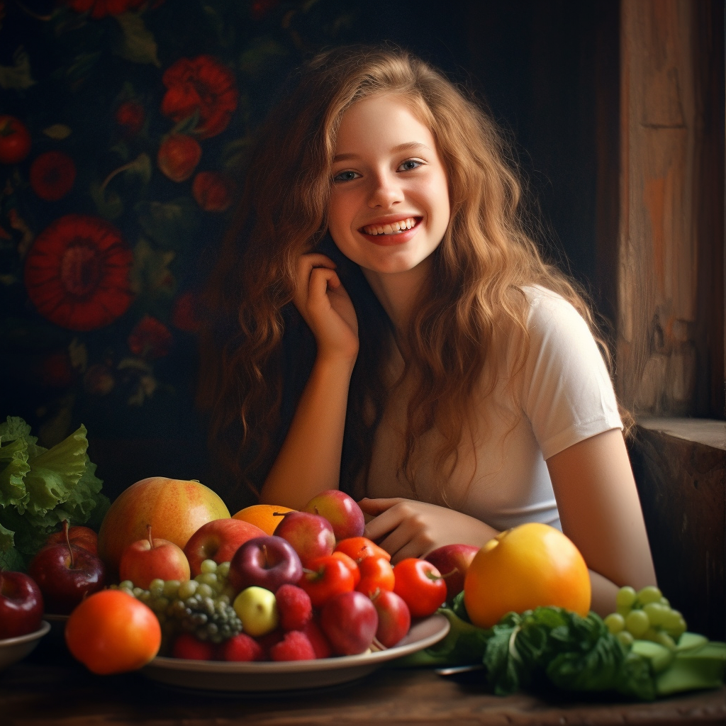 Teen enjoying balanced meal happily