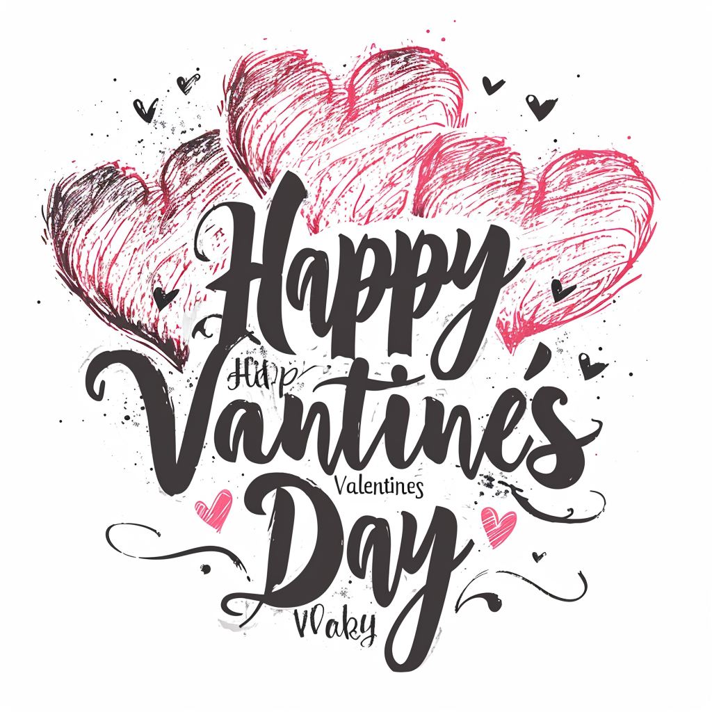 Handwritten calligraphy text for Happy Valentines Day