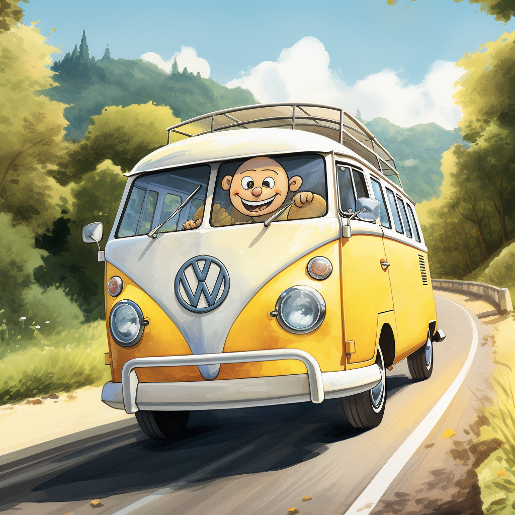 Silly happy VW camper van