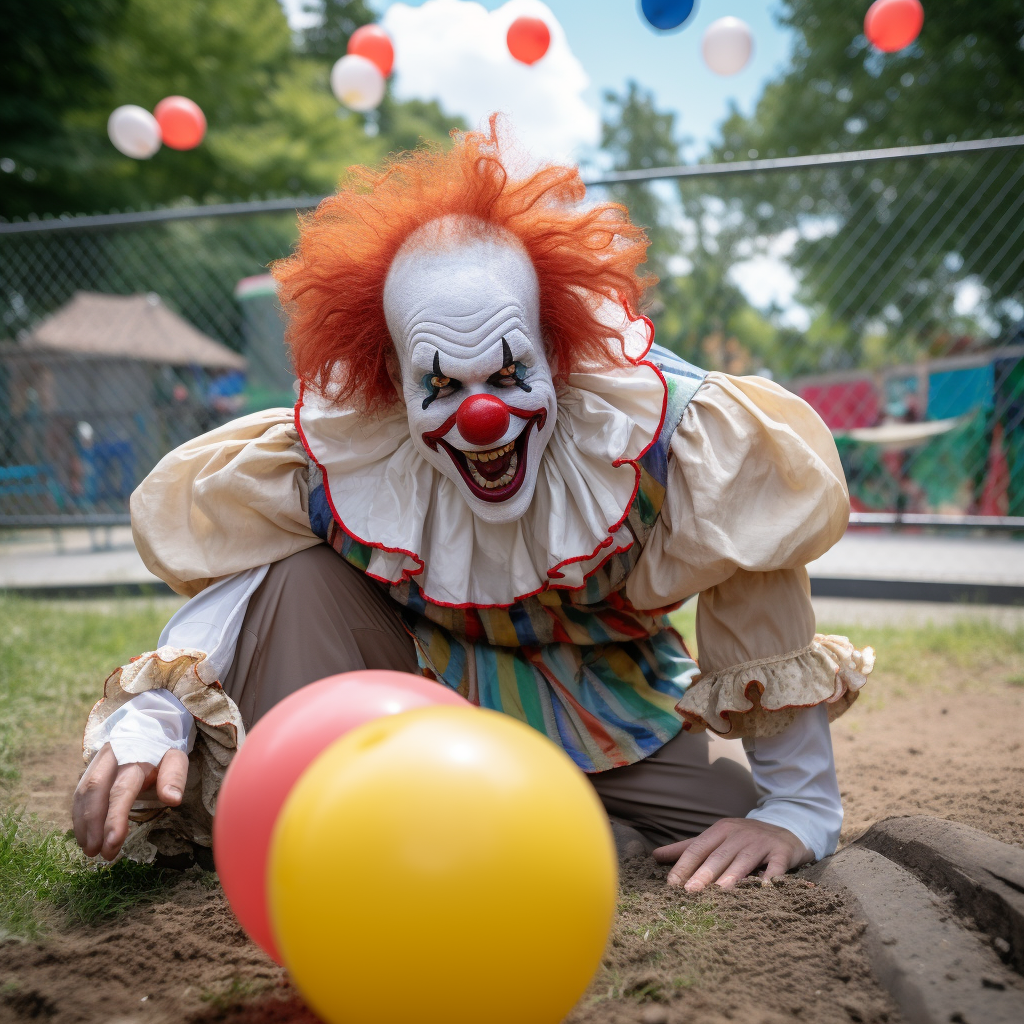 Joyful Pennywise the Clown having fun at the park