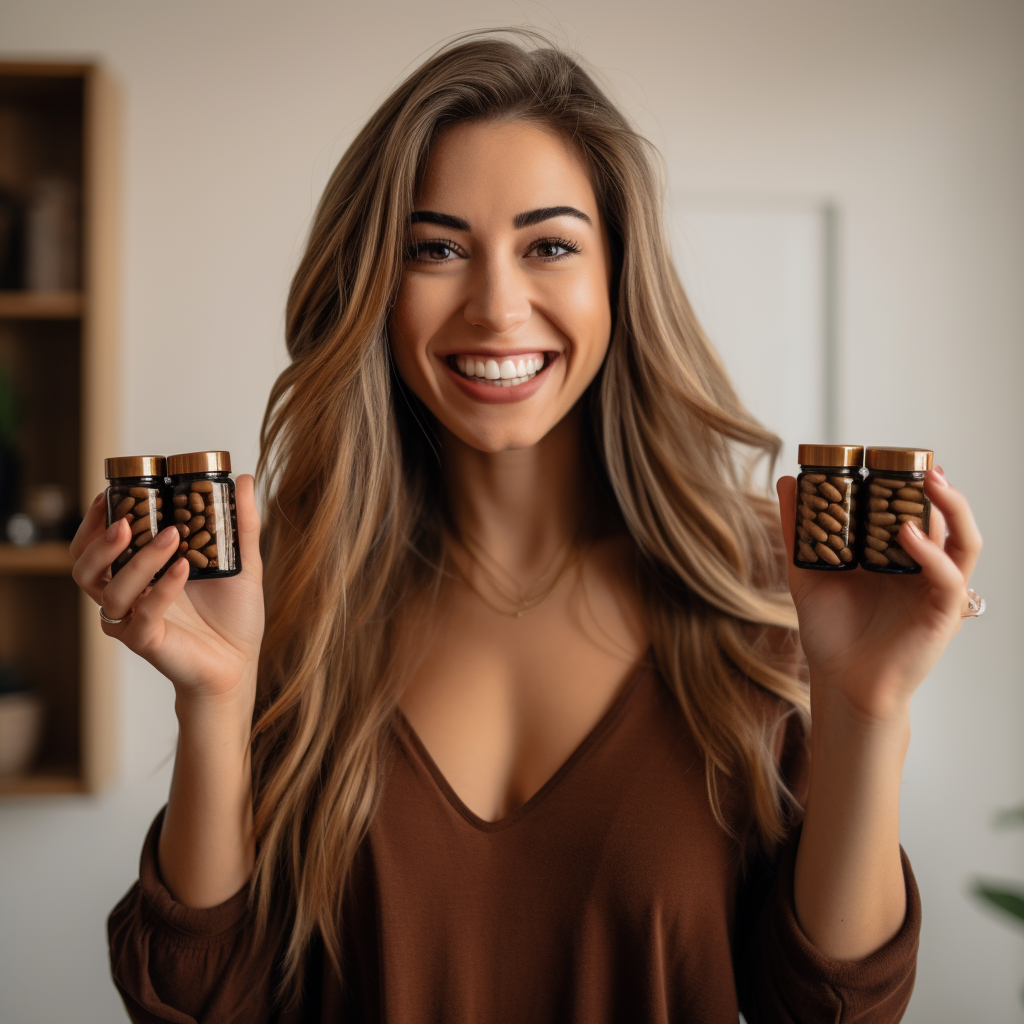 Woman with Healthy Hair Capsules