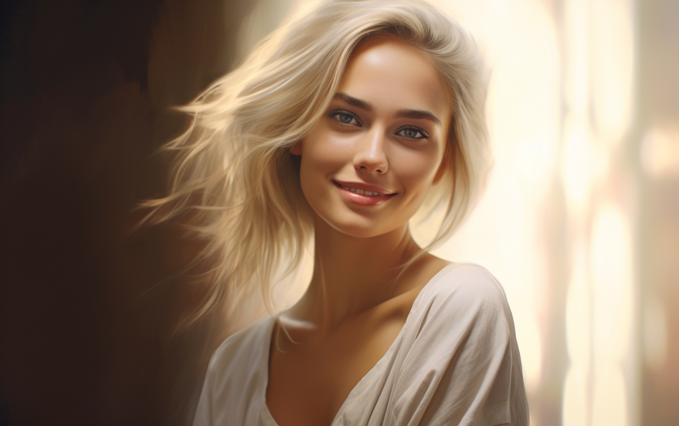 Happy woman with light hair