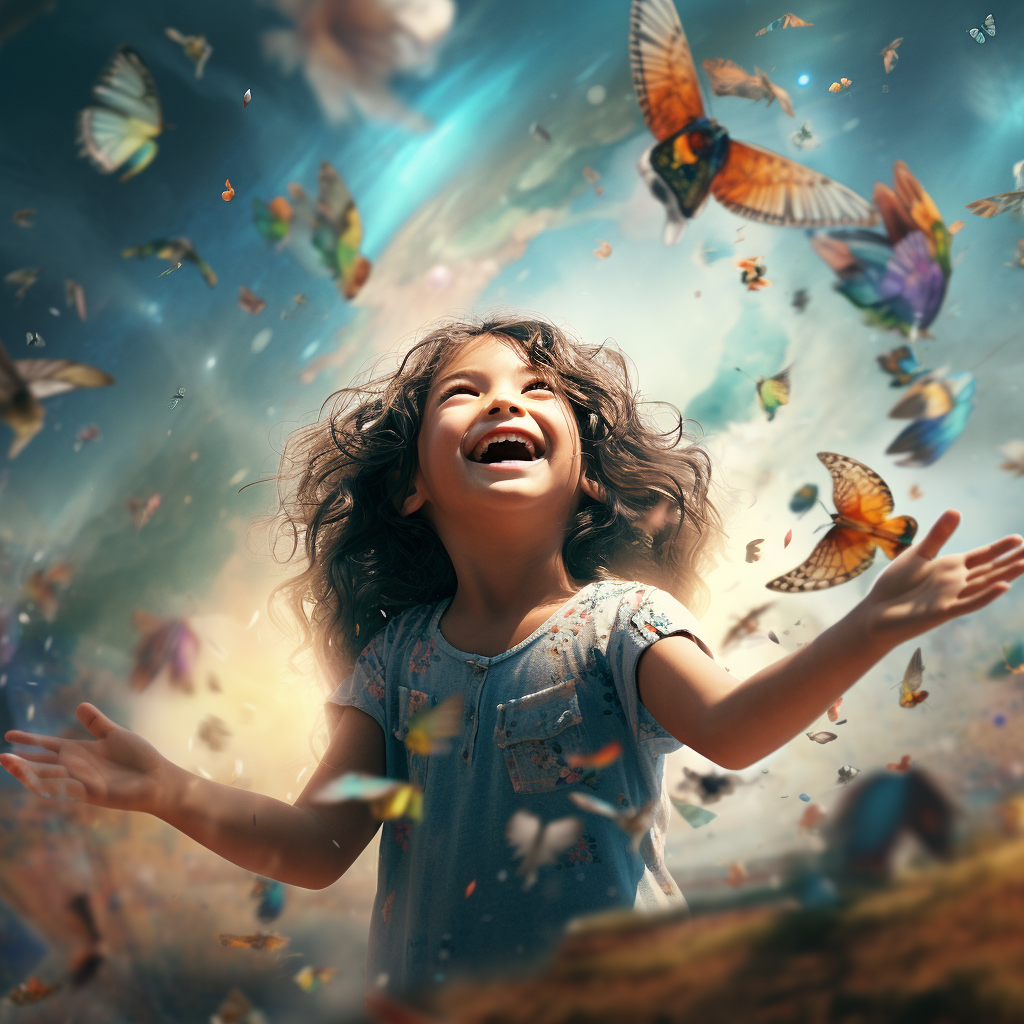 Vibrant photo manipulation showcasing a happy world