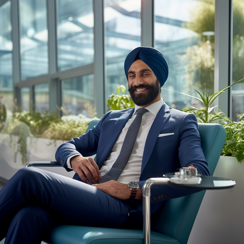 Smiling Indian Man in Blue Business Suit