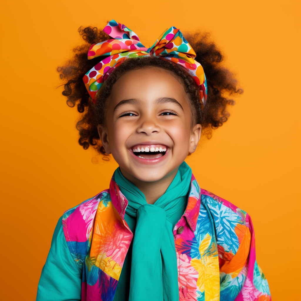 Smiling girl in colorful attire