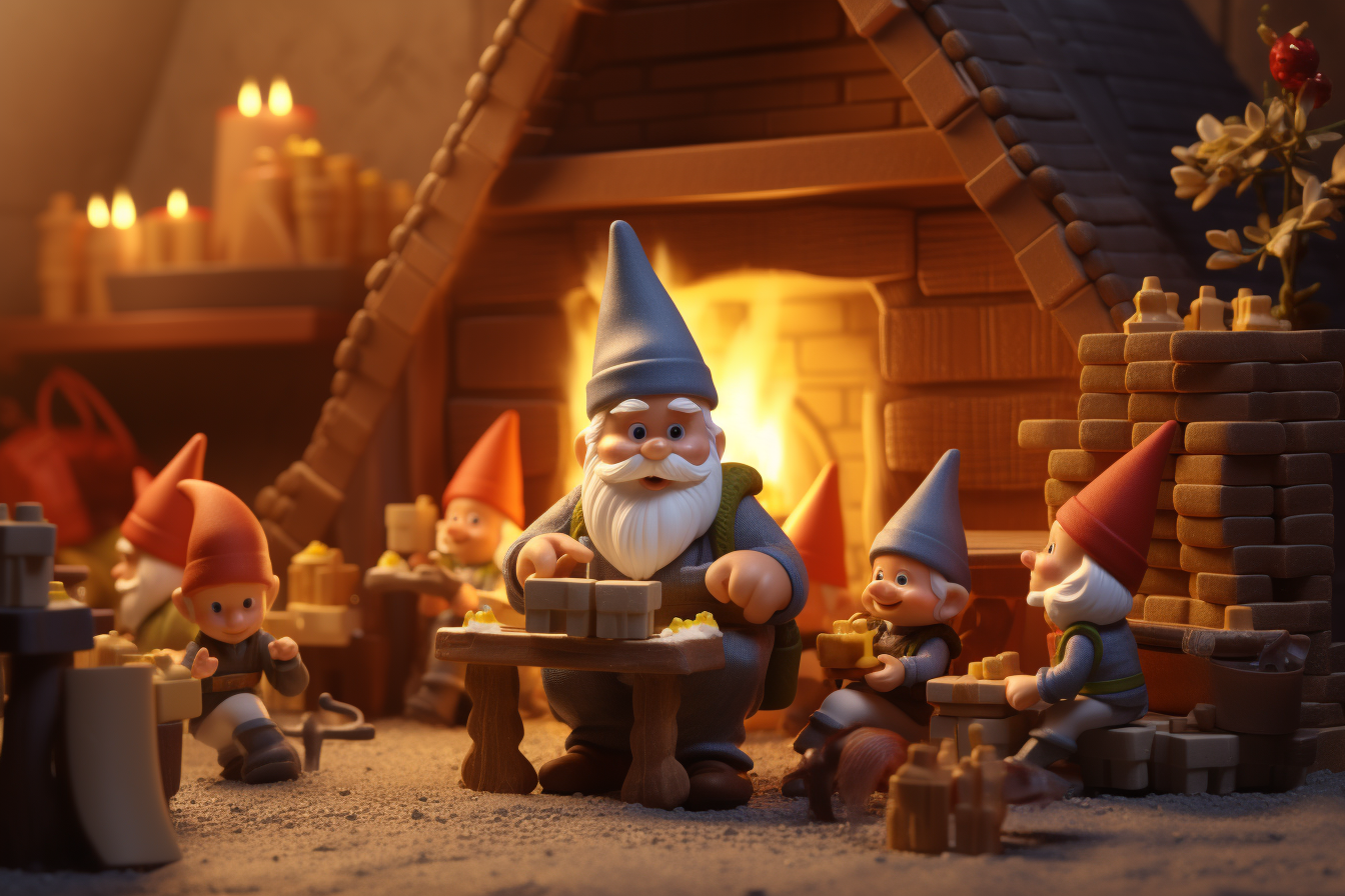 Little gnomes packing festive gifts