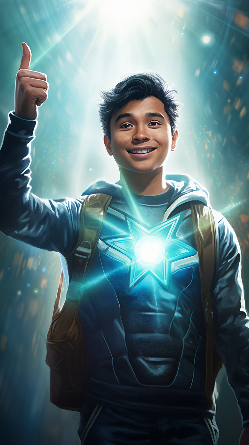 Smiling Latin Superhero Boy Poster