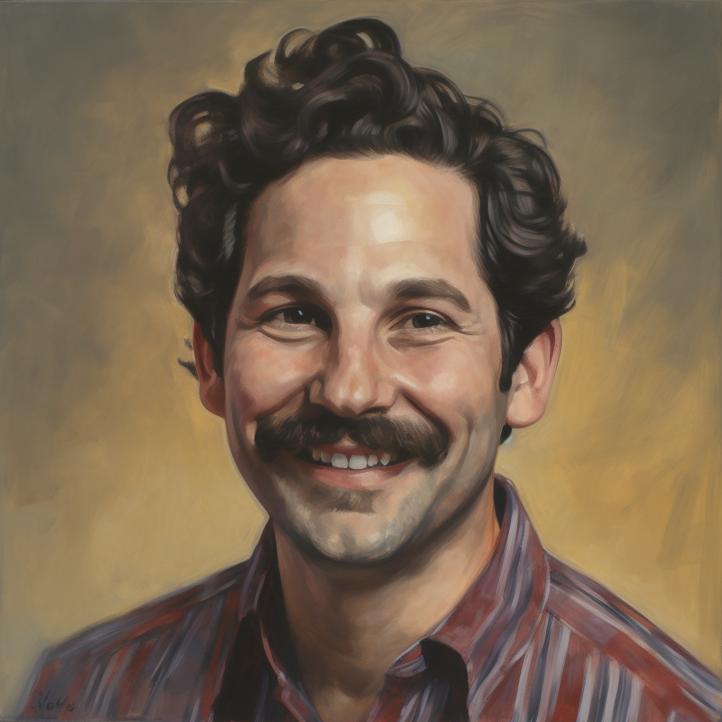 Smiling Paul Rudd with Mustache