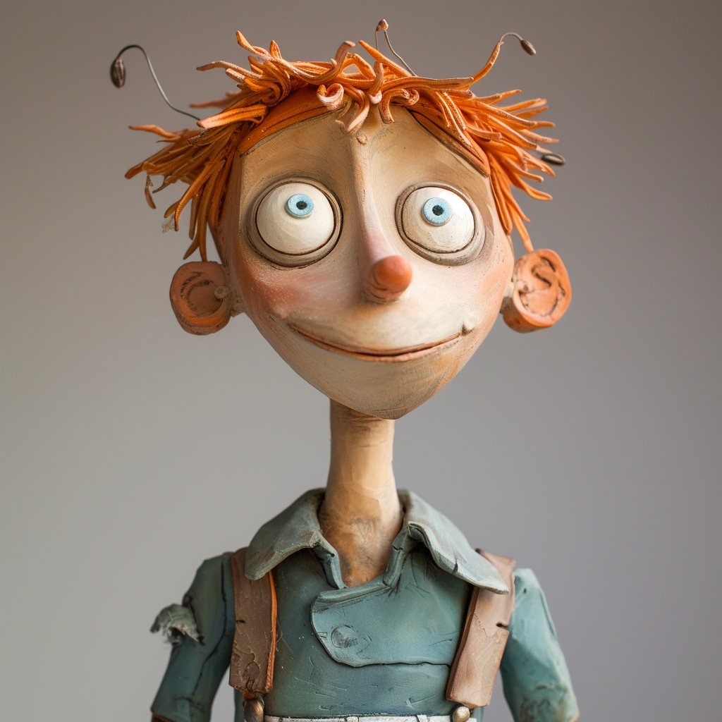 Happy Red Hair Man in Claymation Style