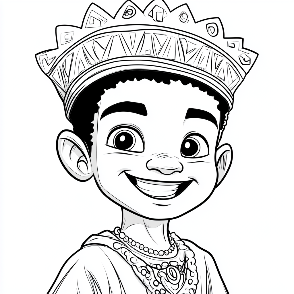 Smiling boy in African king costume