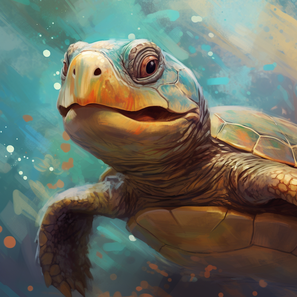 Joyful turtle with a smile