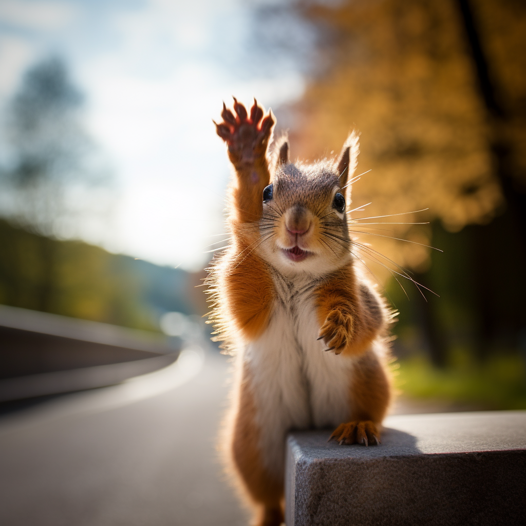 Happy squirrel giving a high-five