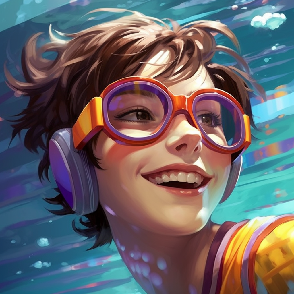 Smiling female swimmer with goggles